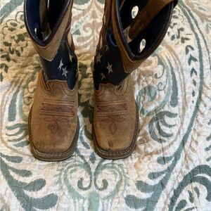 Brown Suede Kids' Cowboy Boots with Navy Star Shaft